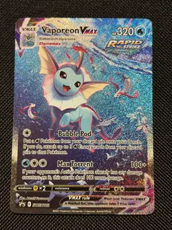 Pokemon TCG Holo Ultra Rare Full Art Near Mint Black Star Promo Vaporeon SWSH182 - Image 1