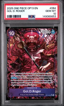 2025 ONE PIECE OP13 #064 CARRYING ON HIS WILL GOL D ROGER ALT ART PSA 10 - Image 1
