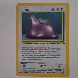 Pokemon TCG Ditto 3/62 Fossil Unlimited Holo Rare 50 HP Basic Card English - Image 1