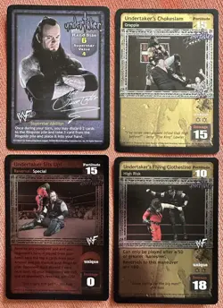 THE UNDERTAKER 4 card foil set WWF Raw Deal CCG 2000 wrestling trading cards - Image 1