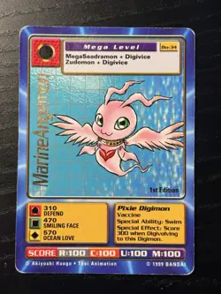 MarineAngemon BO-34 1st Edition Gold Rare Digimon Card 1999 Bandai HP - Image 1