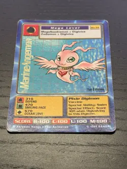 MarineAngemon BO-34 1st Edition Gold Rare Digimon Card 1999 Bandai HP - Image 3