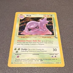 Pokemon TCG Muk Holo Rare Card 13/62 Fossil Set, WOTC 1999, MP Vintage - Image 1