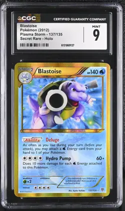 CGC 9 MINT Blastoise 137/135 Plasma Storm Secret Rare Holo Pokemon Card - Image 1