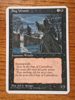 Magic MTG - Bog Wraith - 4th Fourth Edition - Alpha Cut Miscut Uncommon NM - Image 1