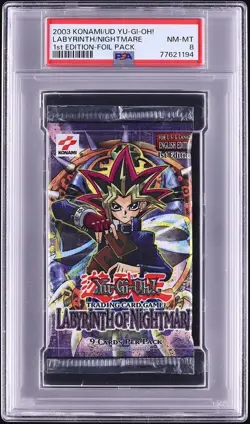 2003 Yu-Gi-Oh! Labyrinth Of Nightmare 1st Edition Booster Pack PSA 8 - POP 41! - Image 1