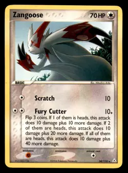 Zangoose 34/110 Rare Holon Phantoms Pokemon Lightly Played - Image 1