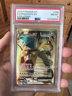 2016 POKEMON XY EVOLUTIONS #106 FULL ART/DRAGONITE EX PSA 8 - Image 1