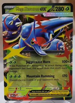 Mega Heracross ex Double Rare 004/094 Phantasmal Flames Pokemon TCG Pack Fresh - Image 1