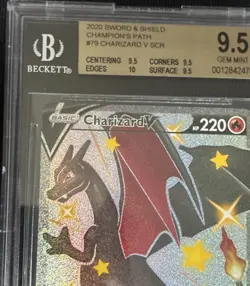 Pokemon Champion's Path Charizard V 79/73 Secret Rare Full Art Holo Beckett 9.5 - Image 2