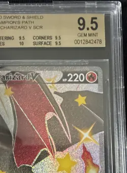 Pokemon Champion's Path Charizard V 79/73 Secret Rare Full Art Holo Beckett 9.5 - Image 3
