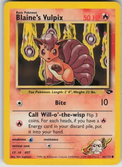 Pokemon TCG Blaine's Vulpix Common Gym Challenge 066/132 - Image 1