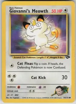 Pokemon TCG Giovanni's Meowth (74) Common Gym Challenge 074/132 - Image 1