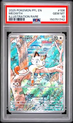 Meowth 106/094 Illustration Rare Phantasmal Flames Pokemon PSA 10 - Image 1