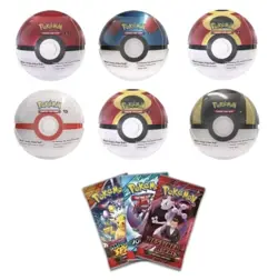 6 x Pokemon TCG Pokeball Tins - 18 Booster Packs Factory Sealed Costco In hand - Image 1
