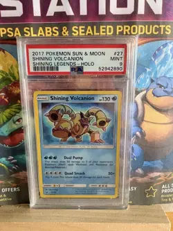 2017 PSA 9 Shining Volcanion #27 Holo Rare Pokemon TCG S&M Shining Legends - Image 1