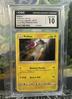 2017 Pokemon Raikou Cracked Ice Holo 32/73 CGC 10 (Shining Legends) Lets Play - Image 1