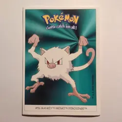 Pokemon - Mankey - Dunkin Boomer Sticker - #56/150 - 2000 - Image 1