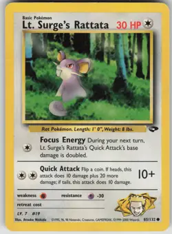 Pokemon TCG Lt. Surge's Rattata Common Gym Challenge 085/132 - Image 1