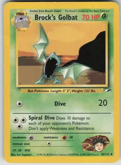 Pokemon TCG Brock's Golbat Uncommon Gym Heroes 039/132 - Image 1