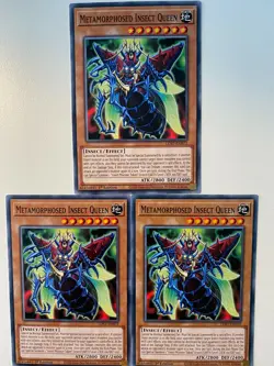 Yugioh Metamorphosed Insect Queen LDS1-EN072 Common NM x3 Play Set - Image 1