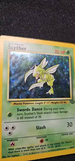 Pokemon TCG Scyther Holo Unlimited Rare Card 10/64 Jungle Set Vintage 1999 MP - Image 2