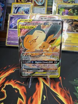 Pokemon Eevee & Snorlax GX SM169 Black Star Promo TAG TEAM Holo 270 HP Card - Image 1