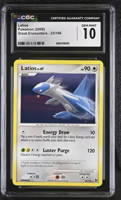CGC 10 GEM MINT Latios 2008 Great Encounters 23/106 Pokemon Card - Image 1