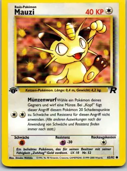 Pokemon Karte Mauzi 62/82 Team Rocket Deutsch 1. Edition Pokemon Vintage - Image 1