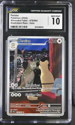 Pokemon Persian 078/064 Illustration Rare Shrouded Fable - CGC 10 - Image 1