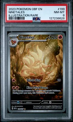 2023 POKEMON OBF EN-OBSIDIAN FLAMES ILLUSTRATION RARE #199 NINETALES PSA 8 - Image 1