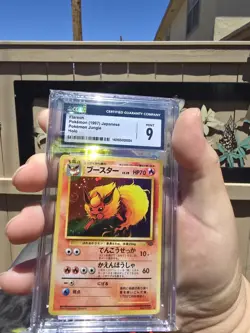 Pokemon TCG Swirl Japanese Flareon No.136 Jungle Holo Rare 1997 CGC Mint 9 - Image 1