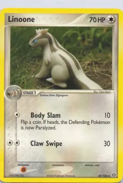 Linoone 34/106 Uncommon Emerald Pokemon TCG NM/LP Yuka Morii - Image 1