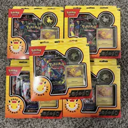 Lot of 5: Pokemon Day 2026 Collection Display 15 Packs Pikachu Promo & Coin - Image 1