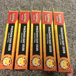 Lot of 5: Pokemon Day 2026 Collection Display 15 Packs Pikachu Promo & Coin - Image 3