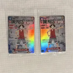 Bandai Namco One Piece CCG US Voyage Monkey.D.Luffy Foil Promo 2 Cards - Image 1