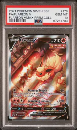 2021 POKEMON SWSH BLACK STAR PROMO #179 FULL ART/FLAREON V PSA 10 - Image 1