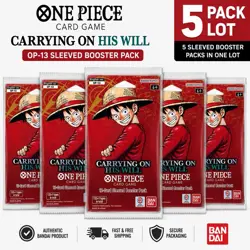 One Piece OP-13 Carrying On His Will Sleeved Booster Pack Lot x5 English Sealed - Image 1
