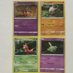 Yuka Morii Pokemon TCG 4-Card Lot Pumpkaboo Primeape Wurmple Gulpin - Image 1