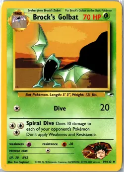 Pokemon Card - Brock's Golbat 39/132 Gym Heroes Uncommon Unlimited MP - Image 1