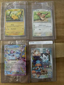 Lot Of 4 Pokemon Holiday Snowflake Promo Holos Pikachu Eevee Vanillish Glaceon - Image 1