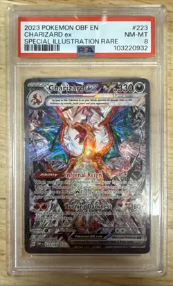 2023 Pokemon OBF EN-OBSIDIAN FLAMES CHARIZARD EX #223 SPECIAL ART RARE PSA 8 - Image 2