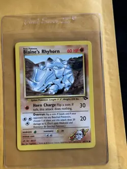 Blaine's Rhyhorn 65/132 Common Gym Challenge Pokemon Unlimited LP - Image 1