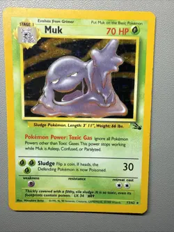 Muk 13/62 Holo Rare Fossil Pokemon Unlimited Holo MP - Image 1