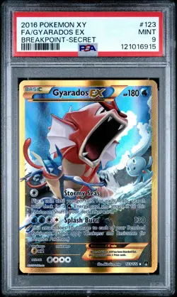 2016 POKEMON XY BREAKPOINT SECRET #123 FULL ART/GYARADOS EX PSA 9 - Image 1