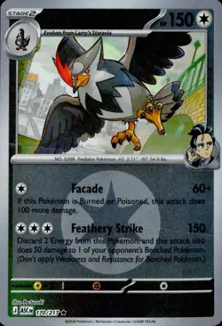 LARRY'S STARAPTOR (ENERGY SYMBOL PATTERN) 170/217 ASC HEROES POKEMON REVERSE NM - Image 1