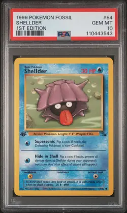 1999 POKEMON FOSSIL 1ST EDITION #54 SHELLDER PSA 10 - Image 1