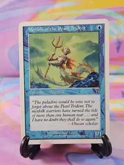 Magic the Gathering MTG 7th Edition 2001 Card | Merfolk of the Pearl Trident 90 - Image 1