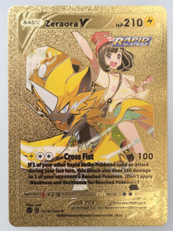 Pokemon Zeraora V 210hp Gold Foil Fan Art Collector Card TCG - Image 1