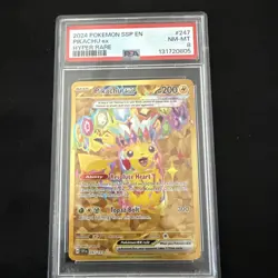 PSA 8 Pikachu ex 247/191 Sv08 Surging Sparks Hyper Rare Holo Pokemon Card 2024 - Image 1
